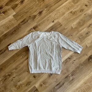 Calvin Klein Striped Crewneck Top - White & Gray